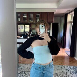Evie Black Turtleneck Knit Shrug